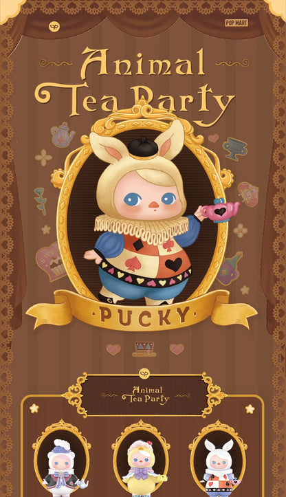 POP MART PUCKY ANIMAL TEA PARTY SERIES Blind Box 1PC/12PC Collectible Cute Action Kawaii Toy Figures Mystery Box