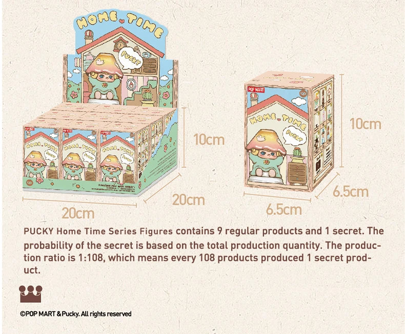 POP MART PUCKY Home Time Series Mystery Box 1PC/9PCS POPMART Blind Box Anime Action Figure Cute Figurine