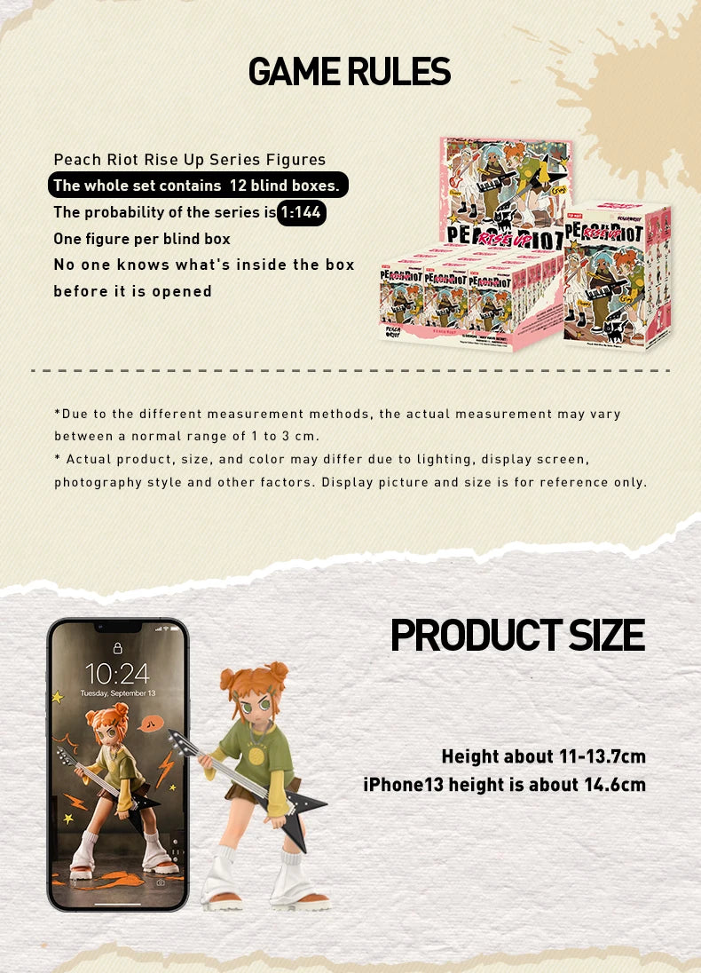 POP MART Peach Riot Rise Up Series Mystery Box 1PC/12PCS POPMART Blind Box Action Figure Cute Toy