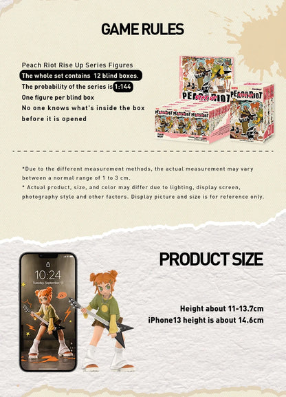 POP MART Peach Riot Rise Up Series Mystery Box 1PC/12PCS POPMART Blind Box Action Figure Cute Toy