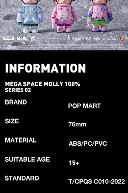 POP MART MEGA SPACE MOLLY 100% SERIES 02-B Blind Box Toys Doll Cute Action Figure Desktop Ornaments Gift Collection