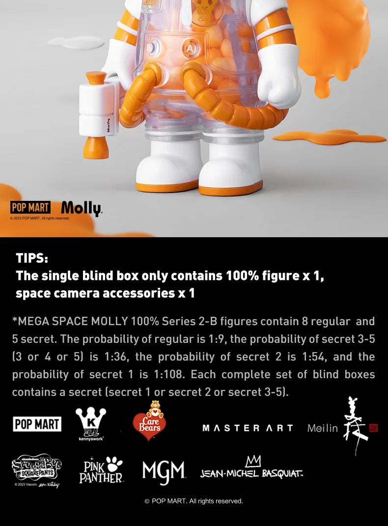 POP MART MEGA SPACE MOLLY 100% SERIES 02-B Blind Box Toys Doll Cute Action Figure Desktop Ornaments Gift Collection