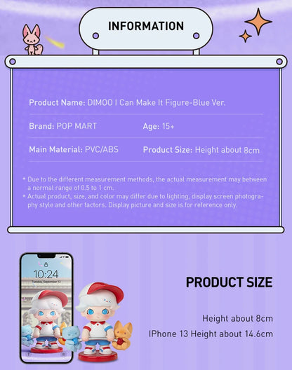 POP MART Dimoo I Can Make It Figure - Blue Ver. 100% Figure Limited Edition Limited to 2pcs per order