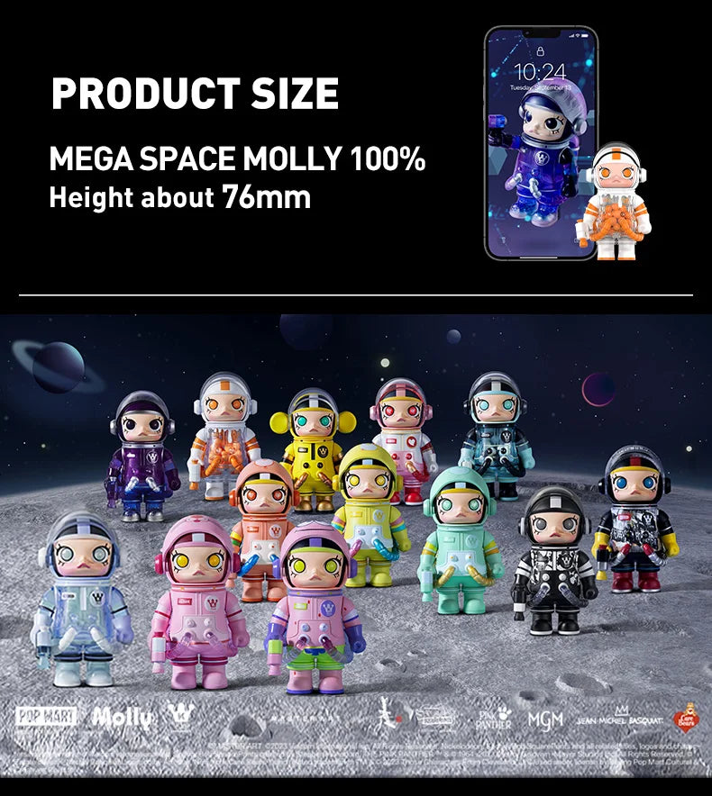 POP MART MEGA SPACE MOLLY 100% SERIES 02-B Blind Box Toys Doll Cute Action Figure Desktop Ornaments Gift Collection