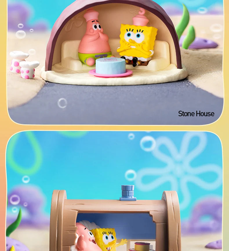 POP MART SpongeBob SquarePants Carnival Anniversary Series Scene Sets Mystery Box 1PC/6PCS POPMART Blind Box Cute Toy